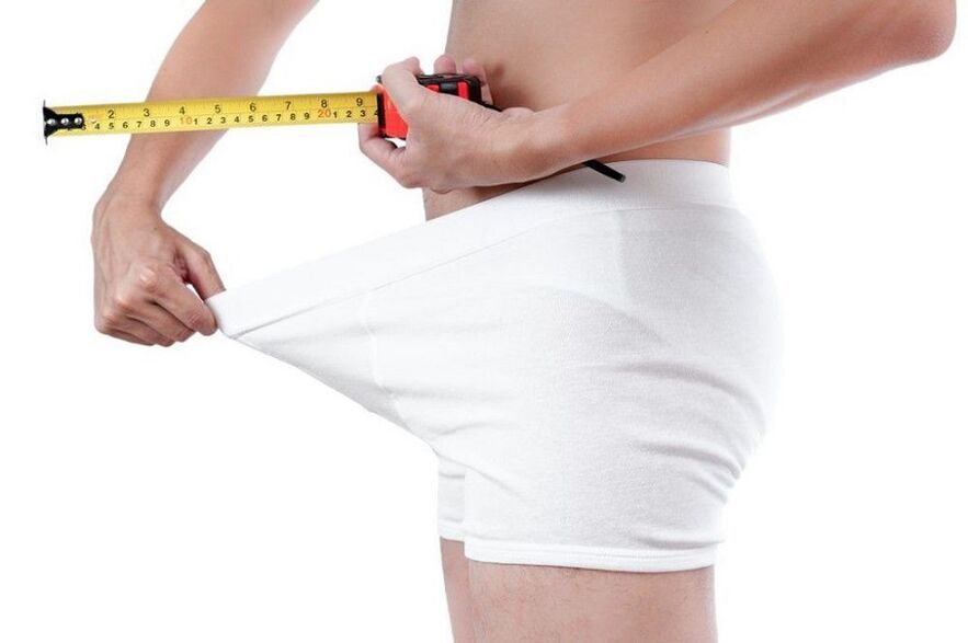 medición do pene antes dos exercicios de ampliación